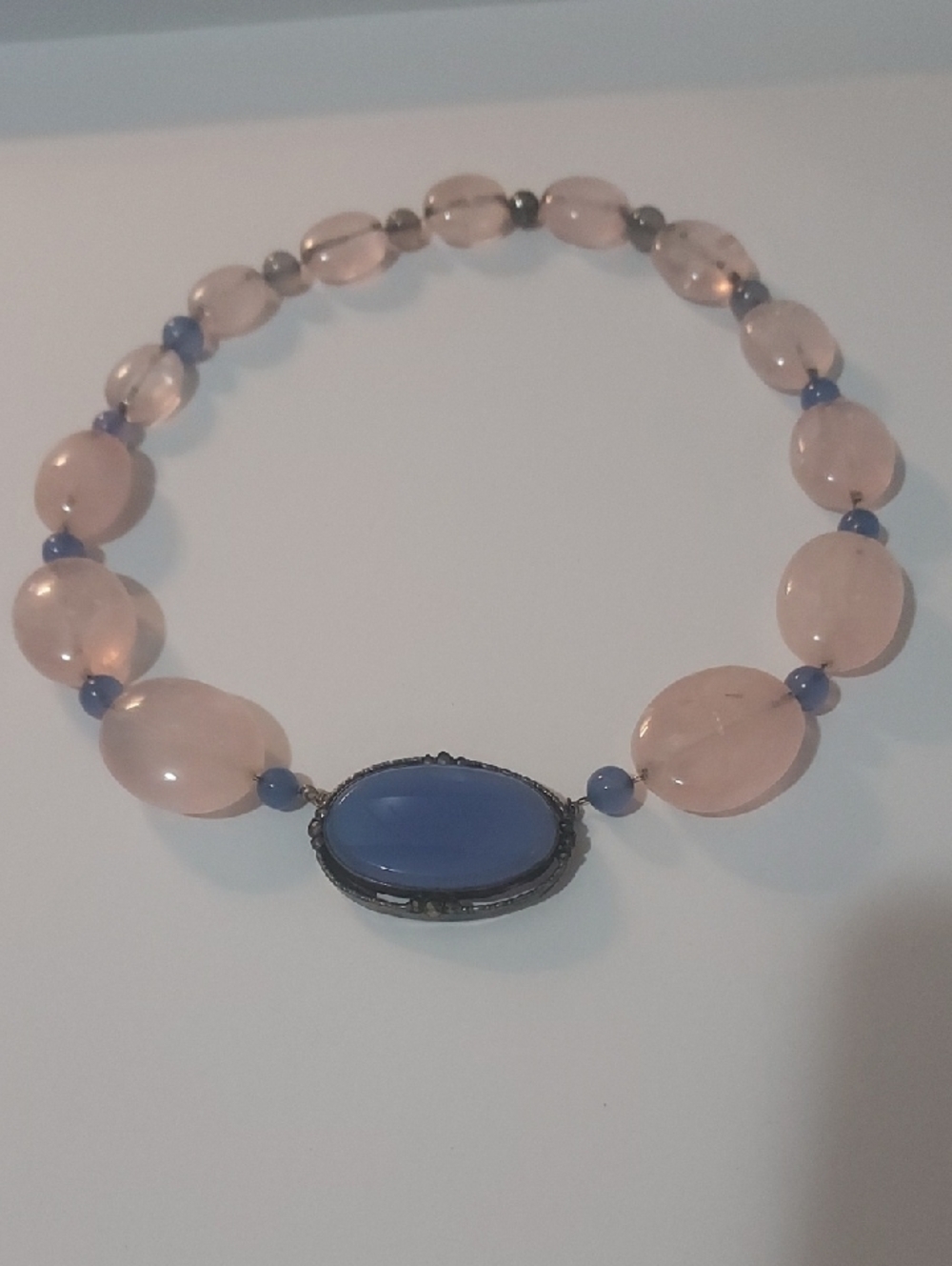 Women’s Pink and Blue Beaded Deco Statement Necklace